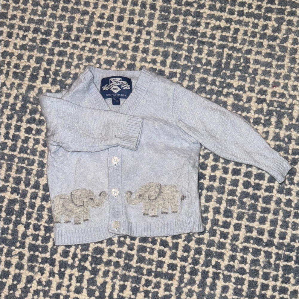 Blue Kids Cardigan with Elephant Design